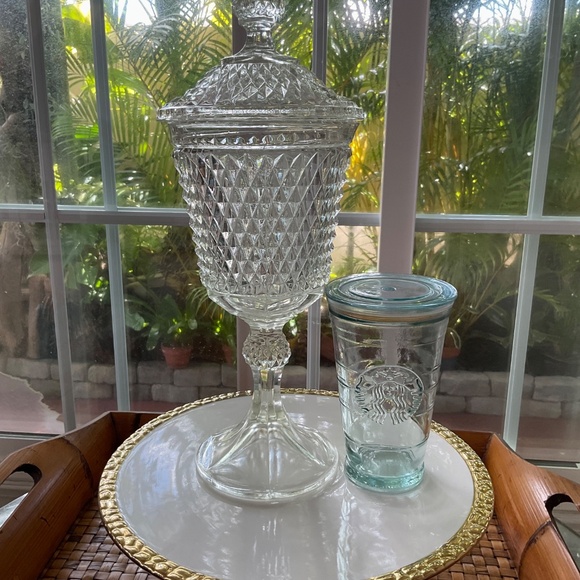 Vintage Large 15-1/2” Indiana Glass Tiara Diamond Point Apothecary Jar - Picture 13 of 13